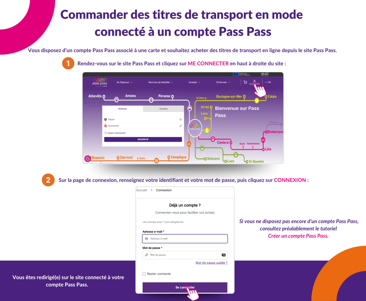 Commander des titres de transport en mode  connecté à un compte Pass Pass