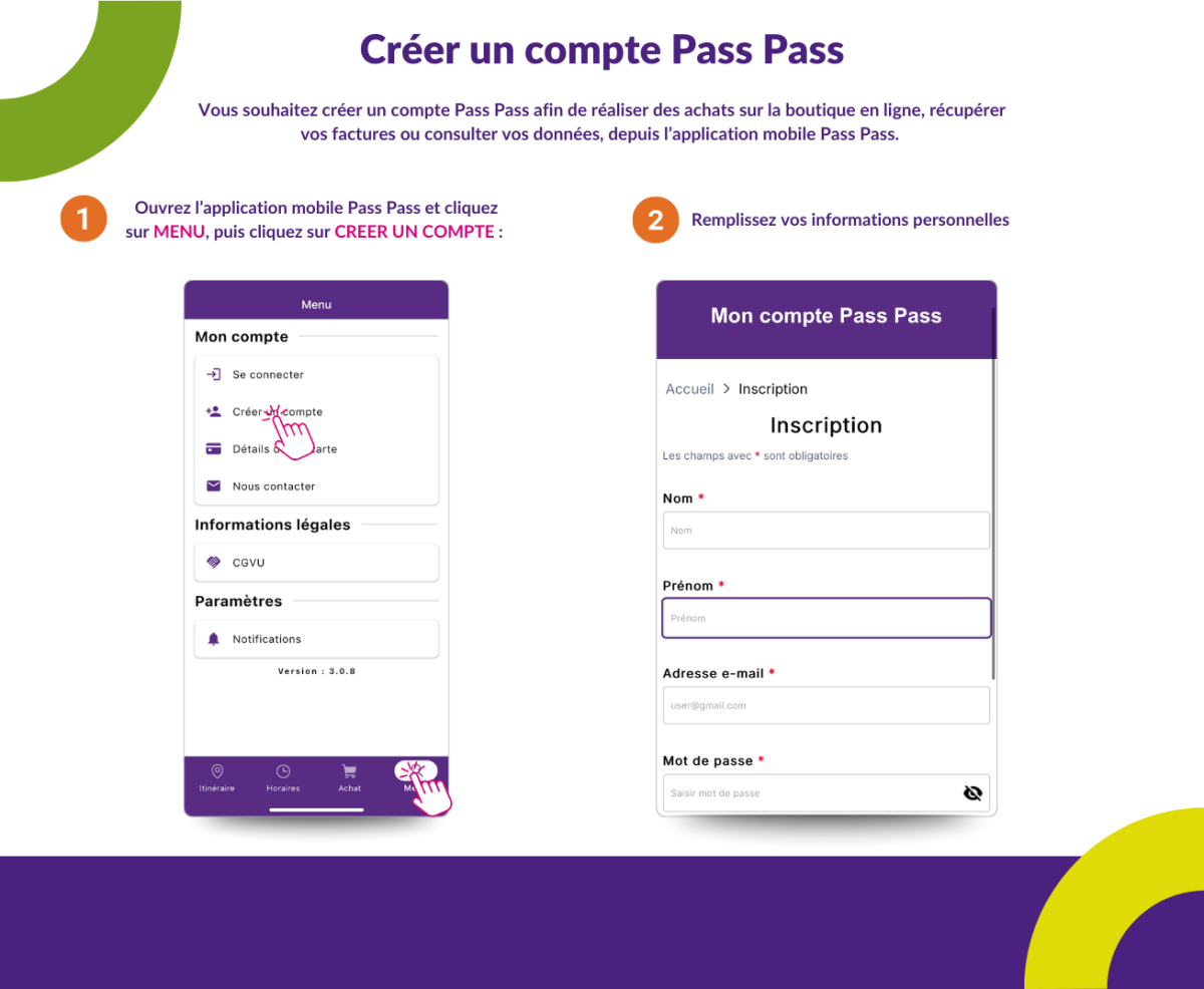 Créer un compte Pass Pass sur l'application